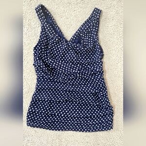 Express Navy and White Heart Sleeveless Blouse Size Medium
